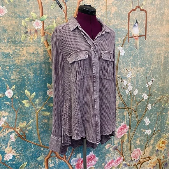 Purple Free People Blouse Top - Picture 3 of 9